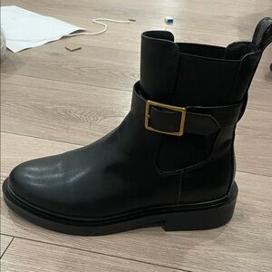 ASOS Black Boots with Gold Buckle